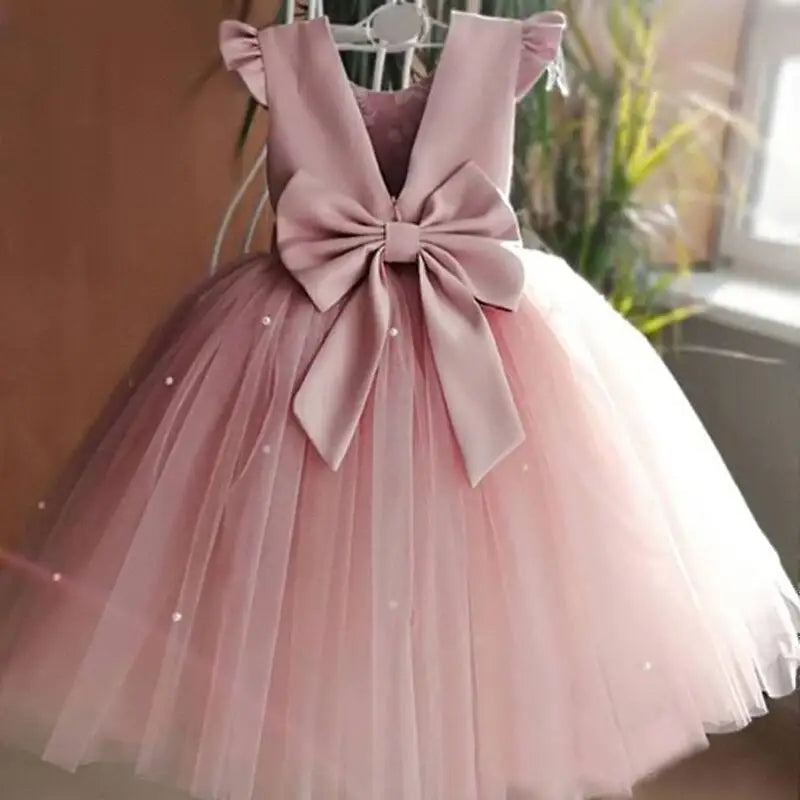 Vestido Infantil de Festa Tule com Pérolas