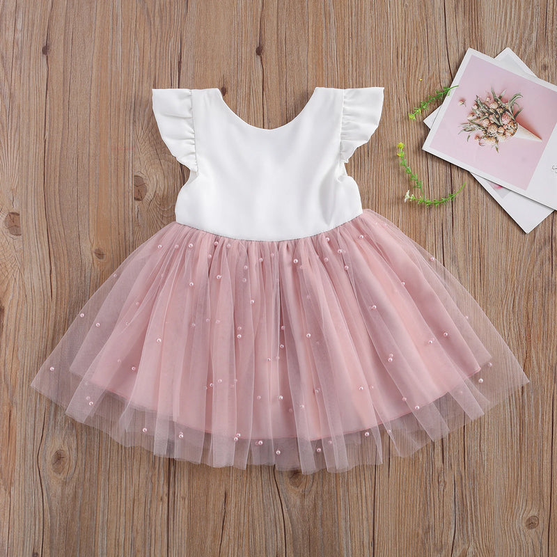 Vestido Infantil Rodado Princesa com Laço e Pérolas