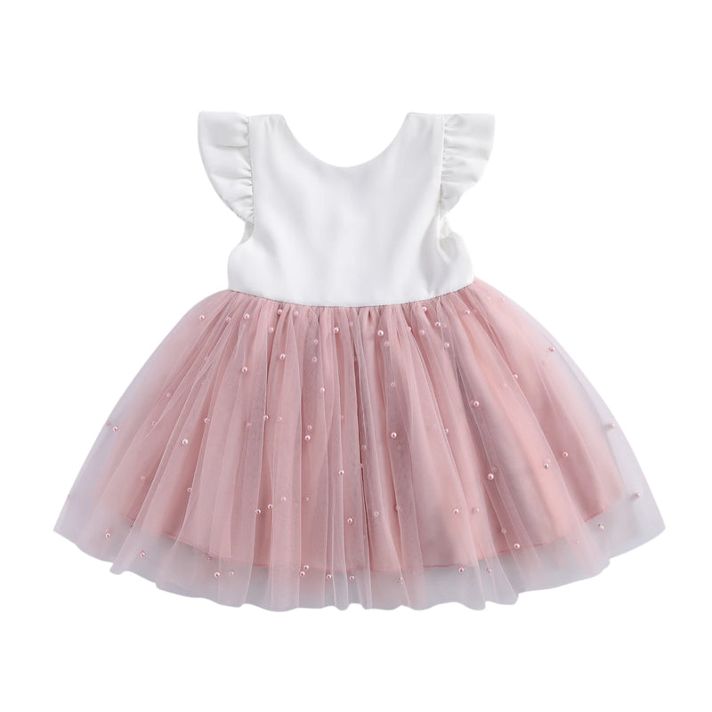 Vestido Infantil Rodado Princesa com Laço e Pérolas