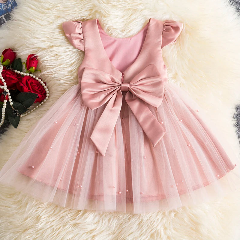 Vestido Infantil de Festa Tule com Pérolas