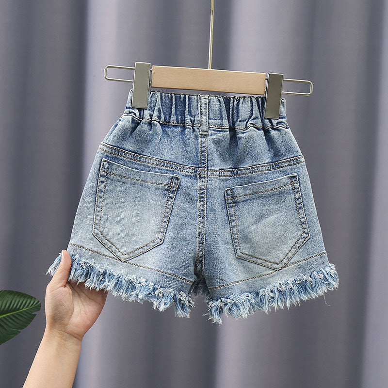 Shorts Jeans Infantil Feminino Pérolas