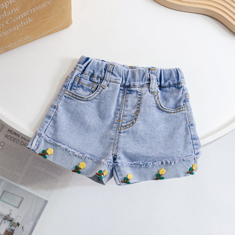 Shorts Infantil Jeans Florzinhas