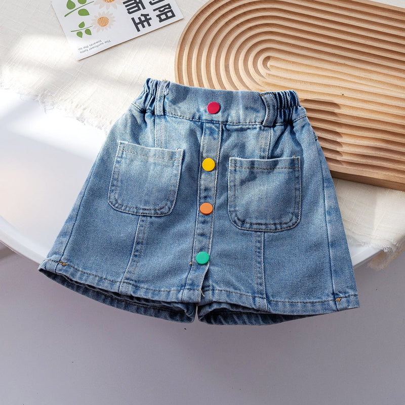 Shorts Saia Infantil Feminino Botões Coloridinhos