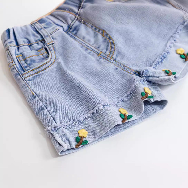 Shorts Infantil Jeans Florzinhas