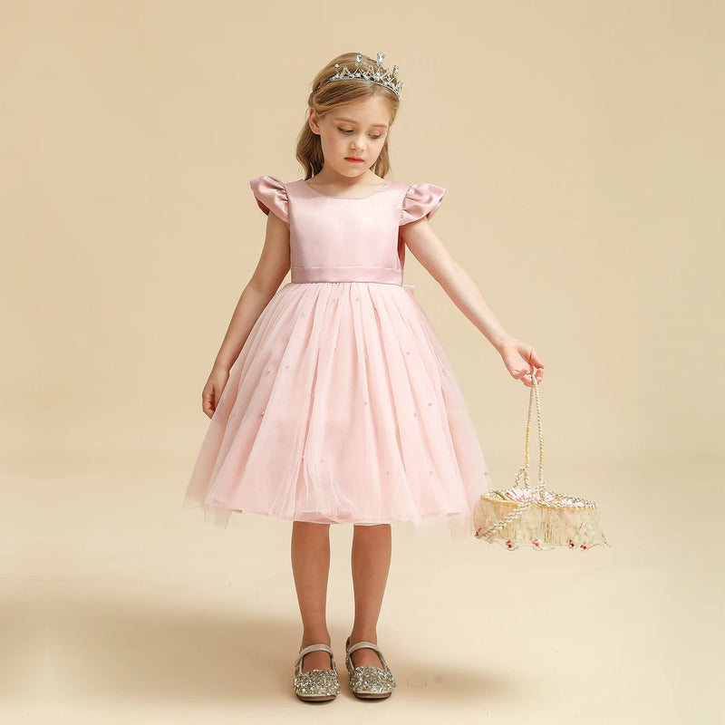 Vestido Infantil de Festa Tule com Pérolas