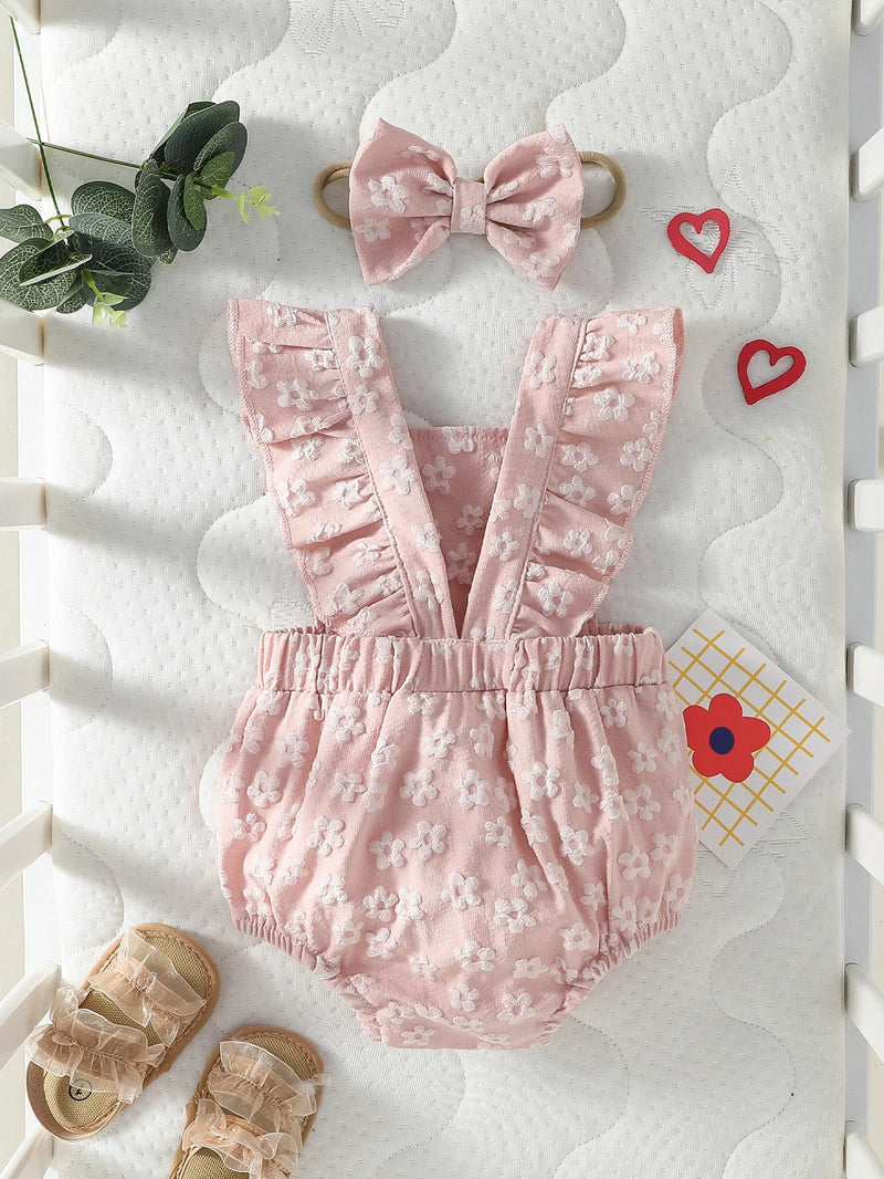 Body Baby Estampa Floral em 3D Verão + Laço