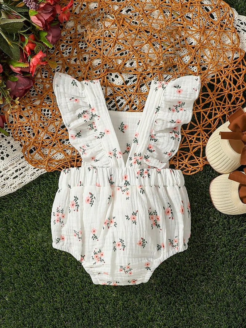 Body Baby Floral Verão Algodão Confortável