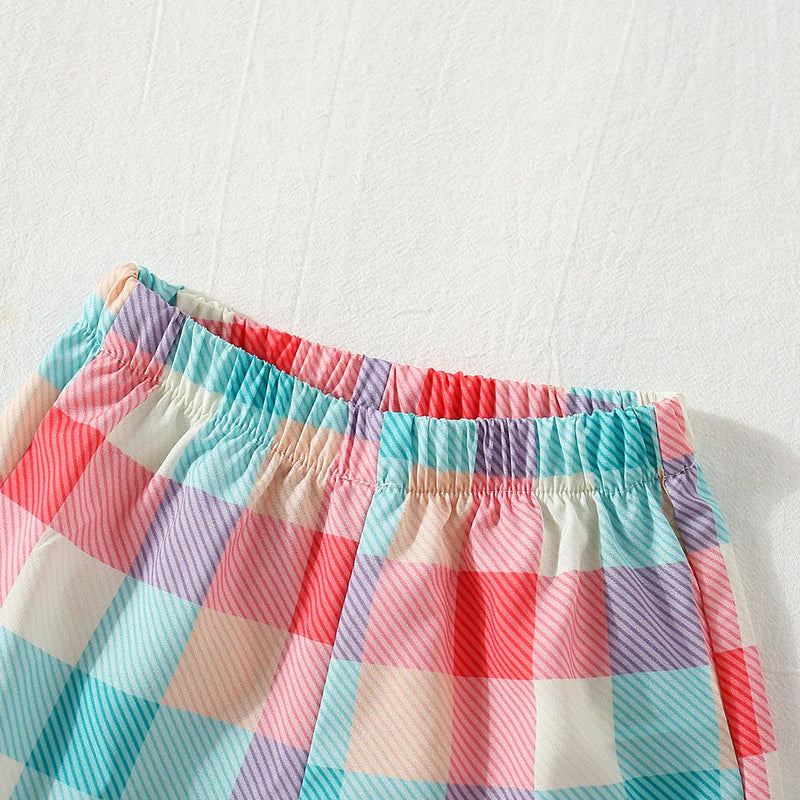 Conjunto Infantil Blusa e Short Xadrez - 6 Meses a 3 Anos