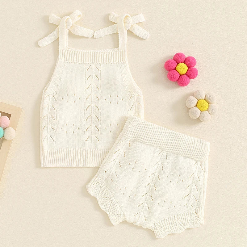 Conjunto Infantil Tricot de Verão Regata com Shorts