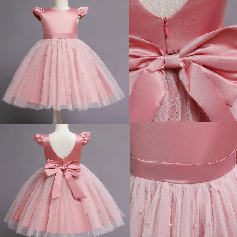 Vestido Infantil de Festa Tule com Pérolas