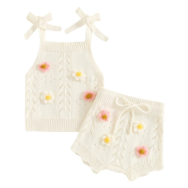 Conjunto Infantil Tricot de Verão Regata com Shorts