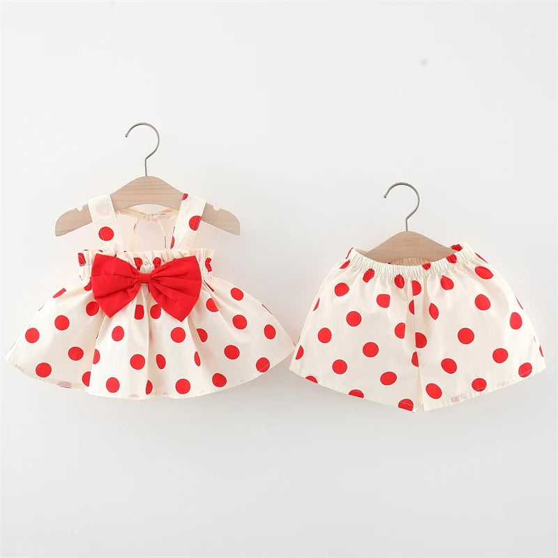 Conjunto Infantil Bolinhas e Laço