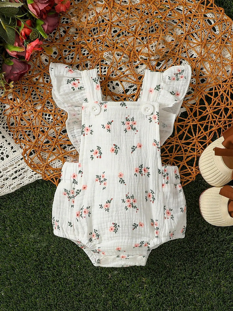 Body Baby Floral Verão Algodão Confortável