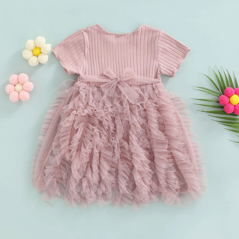 Vestido Infantil Saia em Tule Drapeado