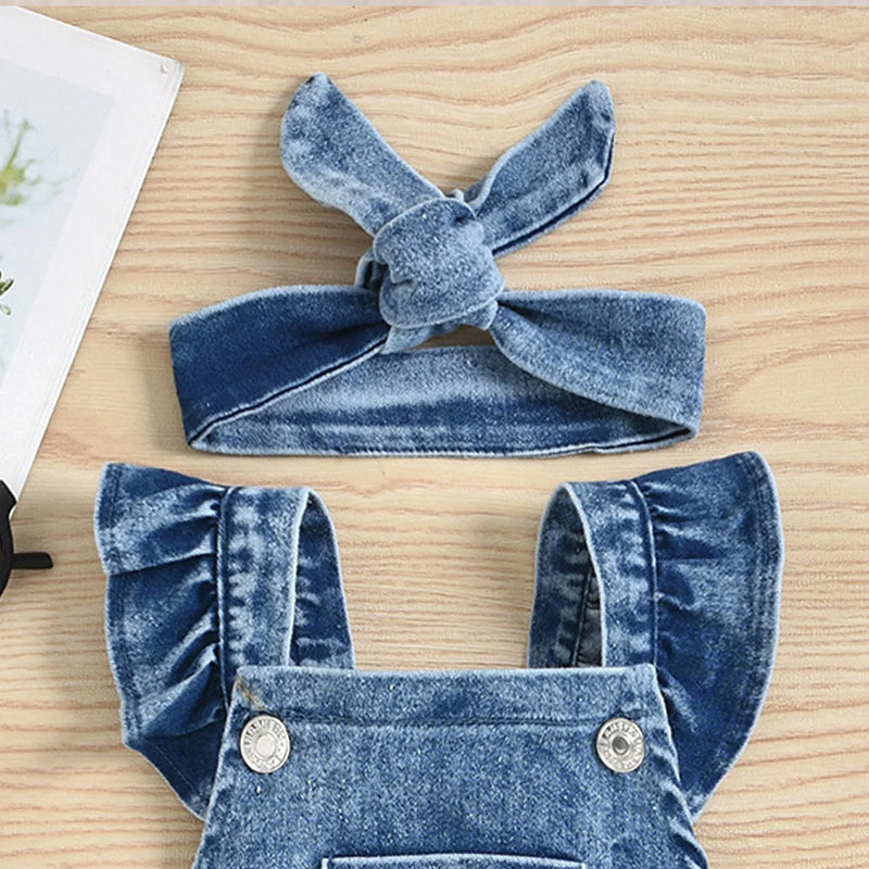 Body Infantil Feminino Jeans com BRINDE - 3 Meses a 3 Anos