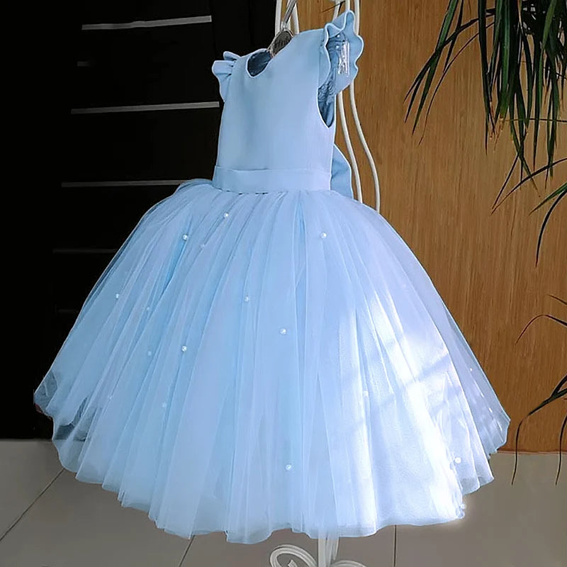 Vestido Infantil de Festa Tule com Pérolas