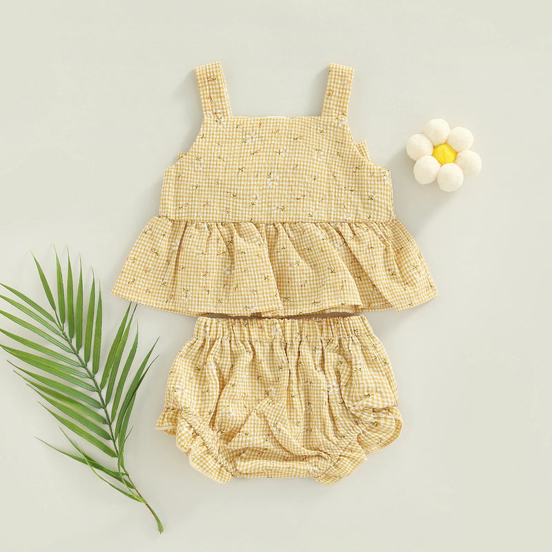 Conjunto Regata e Short Bebê Florzinhas