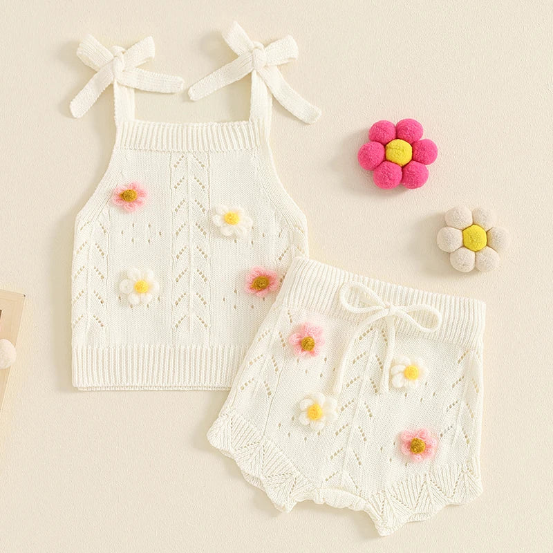 Conjunto Infantil Tricot de Verão Regata com Shorts