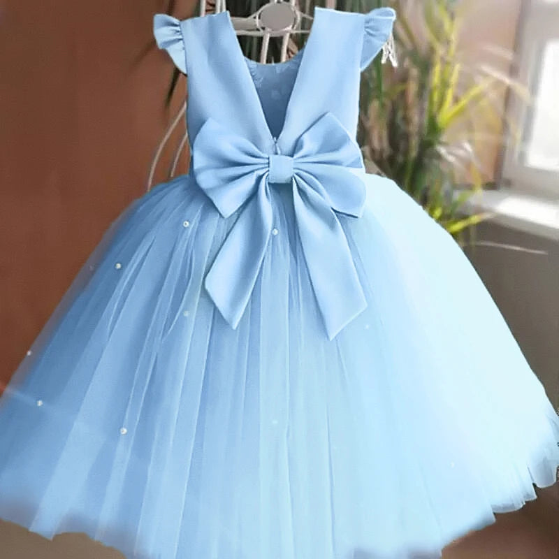 Vestido Infantil de Festa Tule com Pérolas