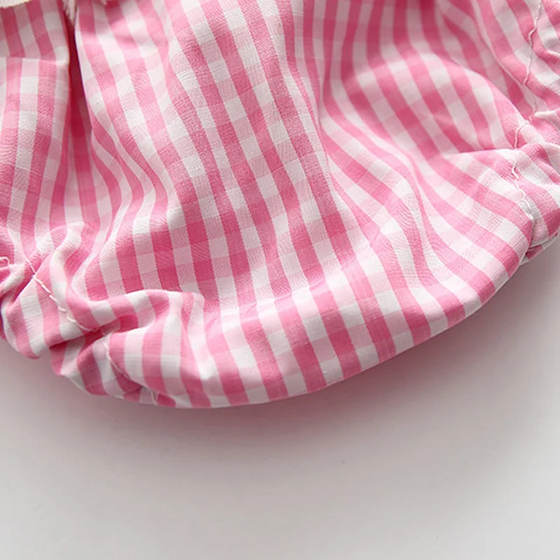 Conjunto Vestido Infantil Listradinho com Tapa Fraldas