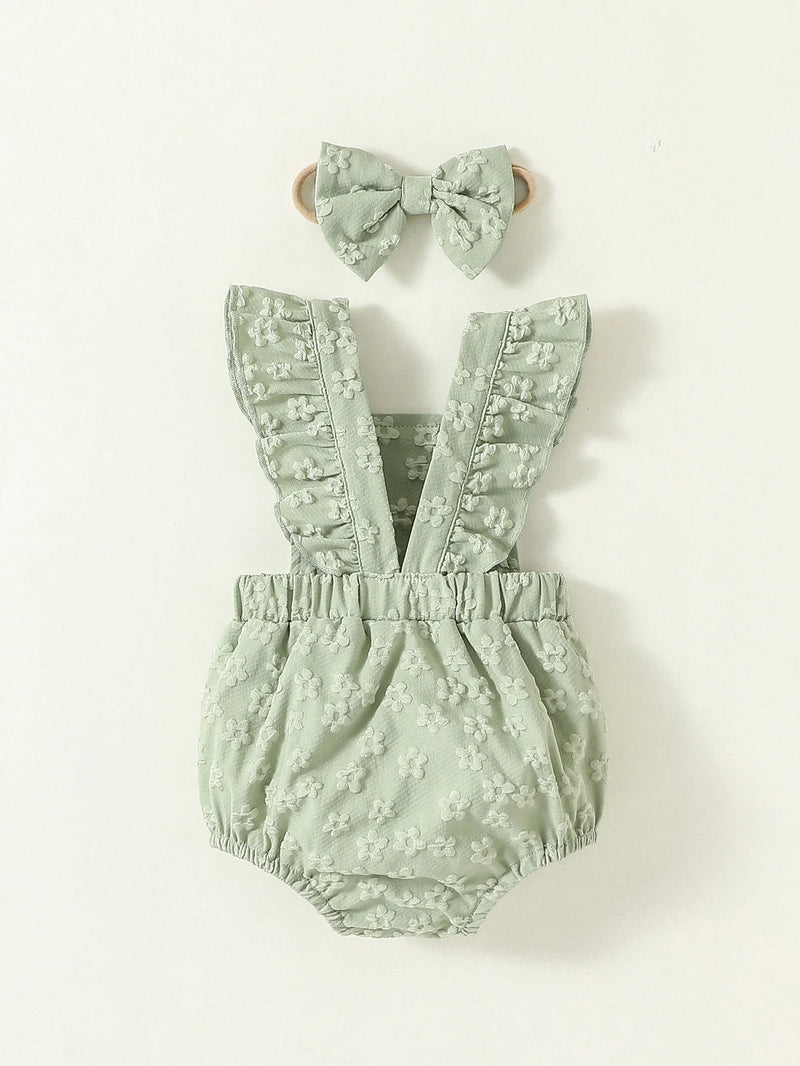 Body Baby Estampa Floral em 3D Verão + Laço