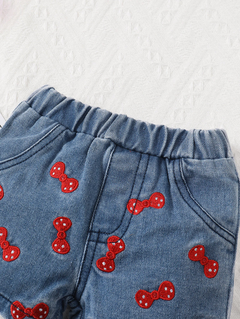 Conjunto Infantil de Verão Top e Shorts Jeans Lolita