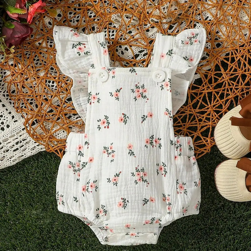 Body Baby Floral Verão Algodão Confortável