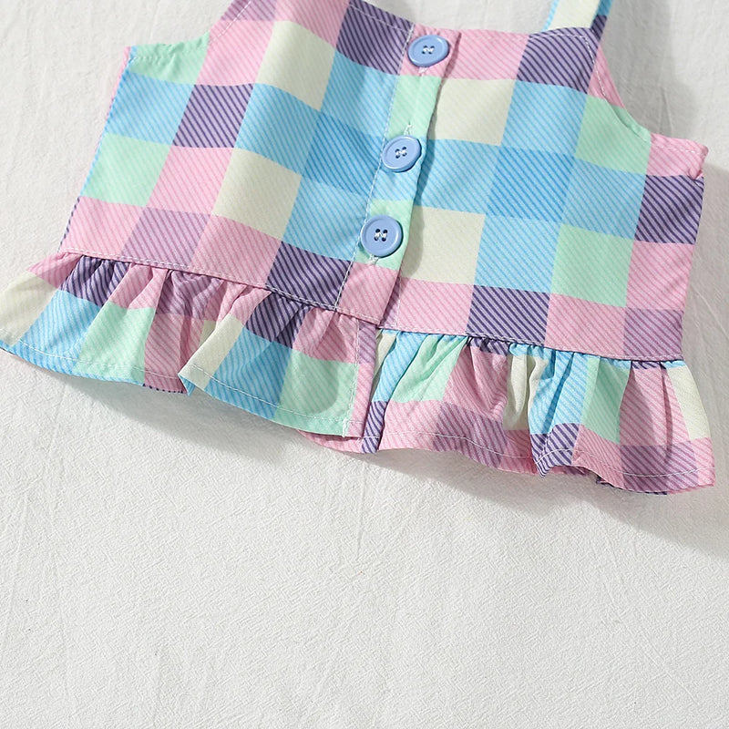 Conjunto Infantil Blusa e Short Xadrez - 6 Meses a 3 Anos