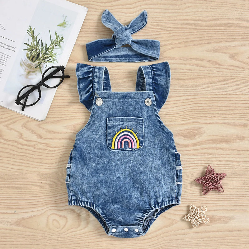 Body Infantil Feminino Jeans com BRINDE - 3 Meses a 3 Anos