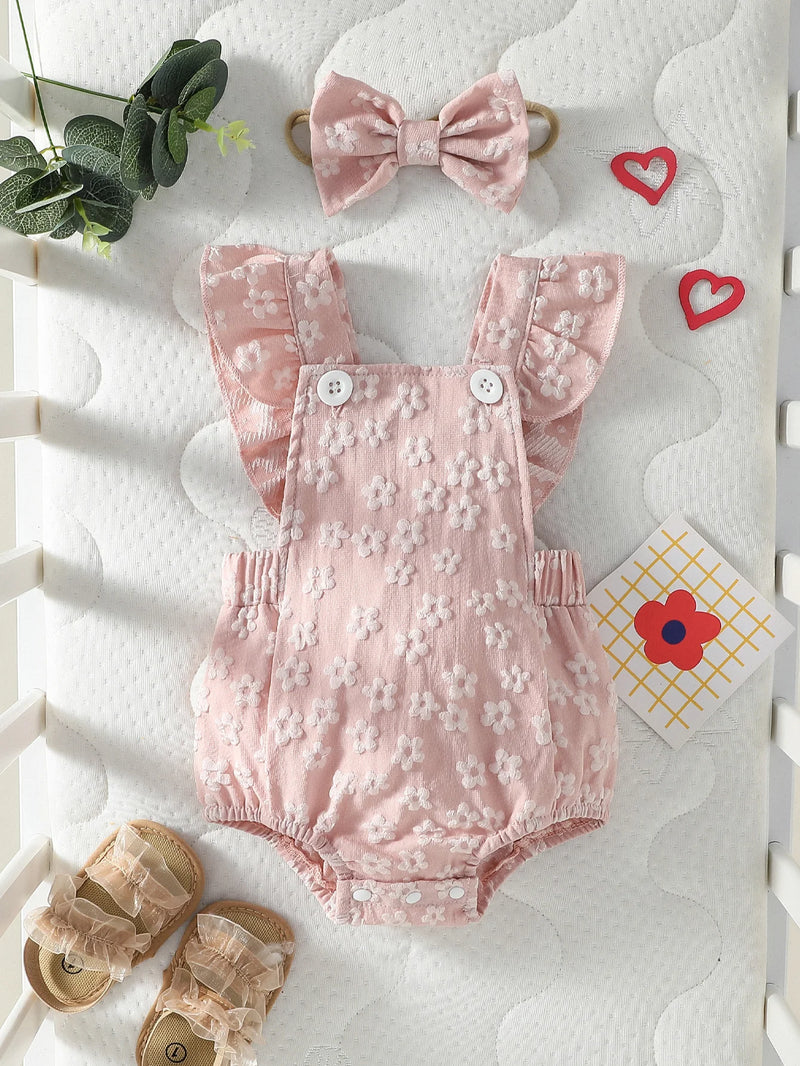 Body Baby Estampa Floral em 3D Verão + Laço